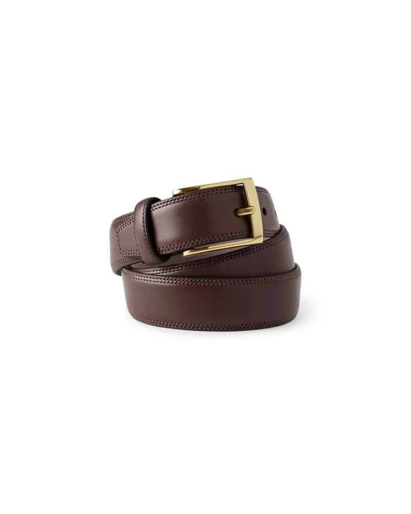 Lands' End Klassischer Gürtel aus Handschuh-Leder, Herren, Größe regular, Braun, Leder/Messing, by Braun