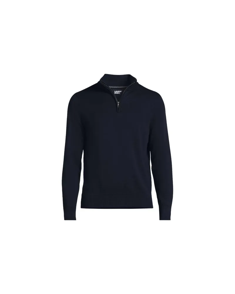 Lands' End Troyer-Pullover aus Baumwoll-Feinstrick, Herren, Größe:48-50 regular, Blau, Baumwolle, by Blau