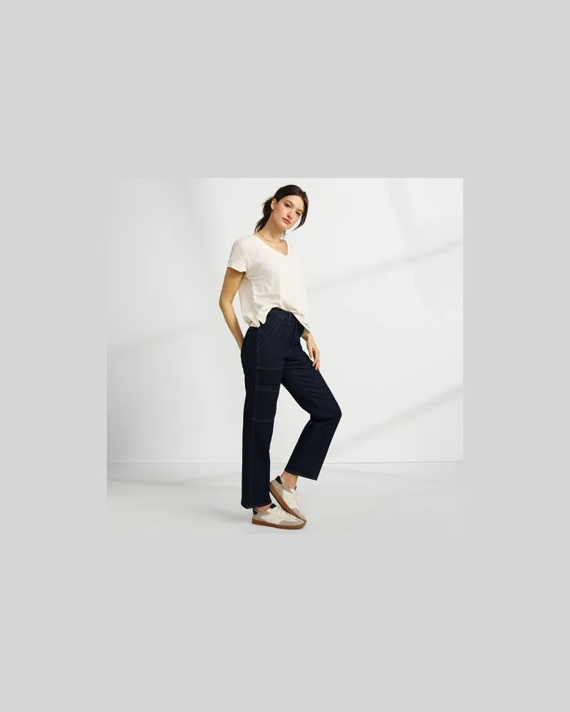 Lands' End Knöchellange Soft Denim Cargojeans, Damen, Größe regular, Blau, Elasthan/Baumwoll-Mischung, by Blau