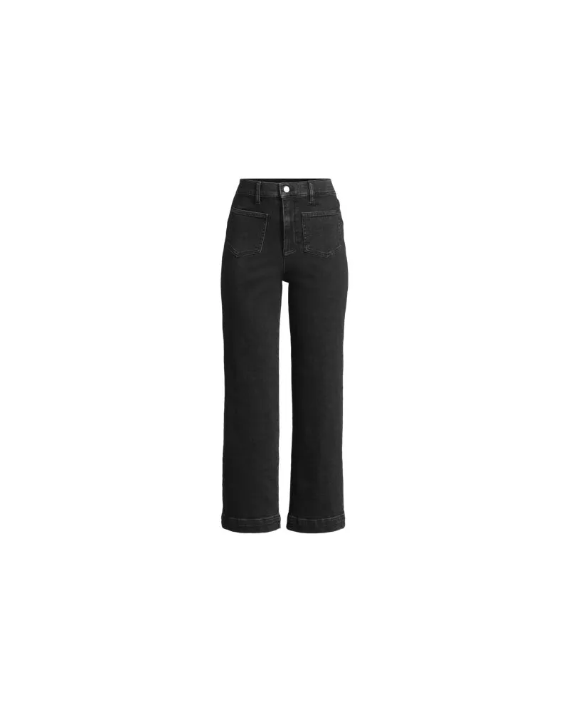 Lands' End Soft Denim 7/8-Hose mit weitem Bein, Damen, Größe petite, Schwarz, Baumwolle/Elasthan, by Schwarz