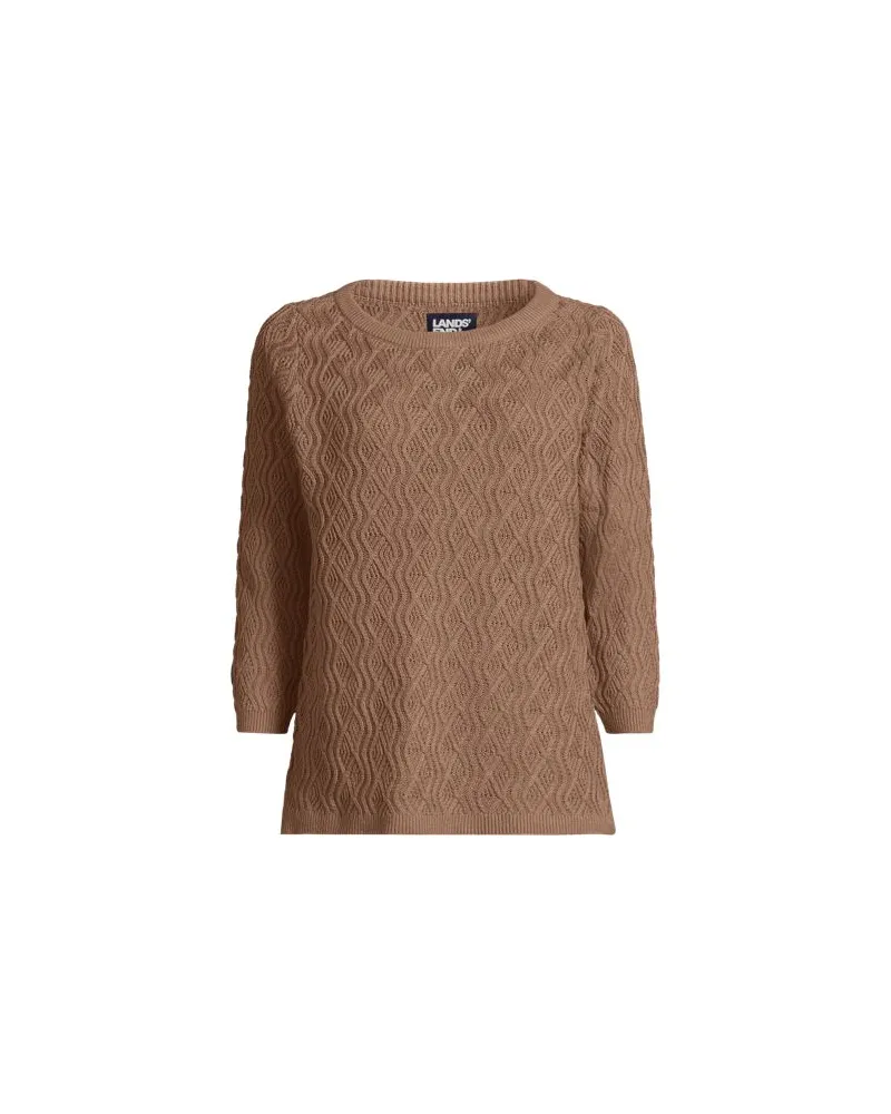 Lands' End Pullover aus Leinenmix, Damen, Größe regular, Braun, Baumwolle/Leinen/Baumwoll-Mischung, by Braun