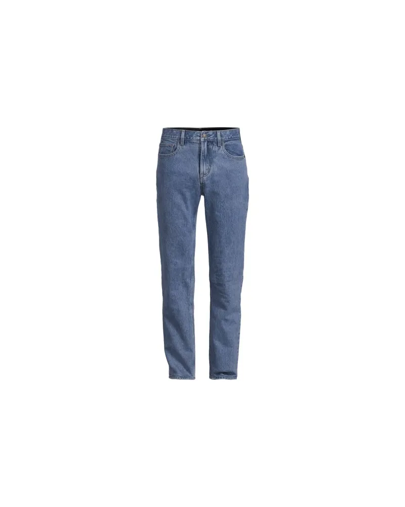 Lands' End Stretch-Denim Jeans mit Komfortbund und Flanellfutter, Classic Fit, Herren, Größe regular, Blau, Baumwoll-Mischung, by Blau