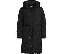 Steppmantel mit geraffter Taille, Damen, Größe regular, Schwarz, by