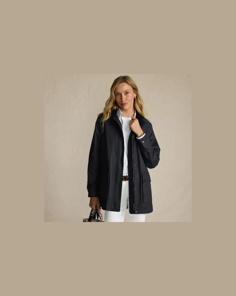 Lands' End Lange Wachsjacke aus Baumwolle, Damen, Größe regular, Blau, Baumwoll-Mischung/Polyester-Mischung, by Blau