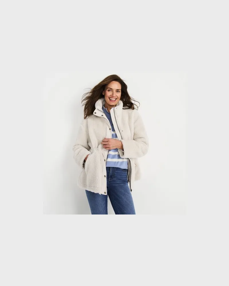 Lands' End Gefütterte Teddyjacke, Damen, Größe:40-42 regular, Beige, Polyester, by Beige