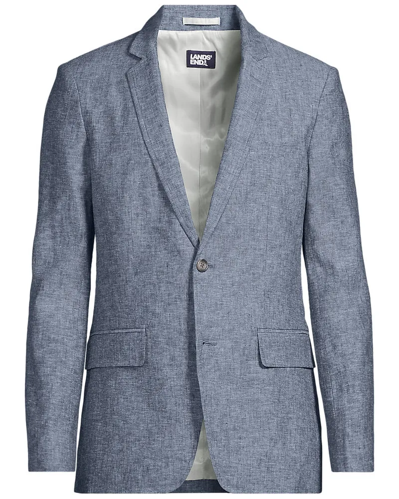 Lands' End Sakko aus Leinenmix, Herren, Größe regular, Blau, Leinen/Viskose/Baumwoll-Mischung, by Blau