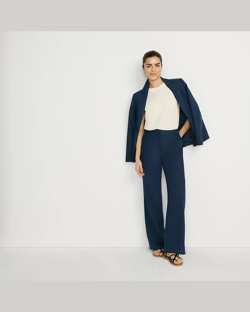 Lands' End Blazer im Leinenmix, Damen, Größe regular, Blau, Leinen/Viskose, by Blau