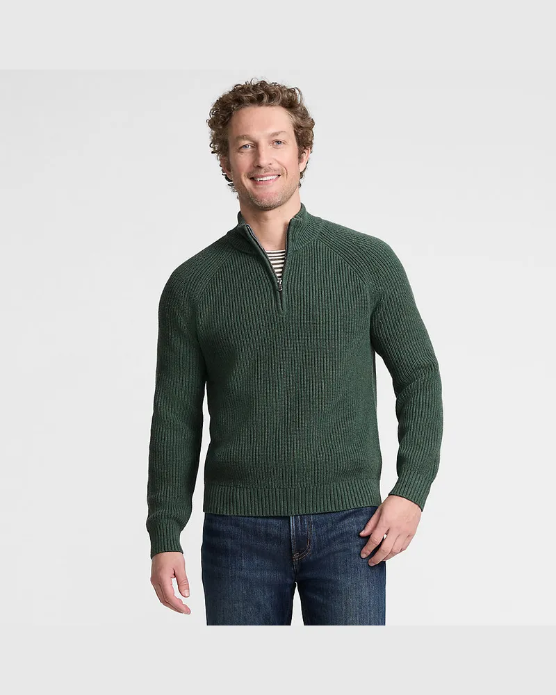 Lands' End DRIFTER Pullover mit Reißverschluss, Herren, Größe tall, Grün, Baumwolle, by Grün