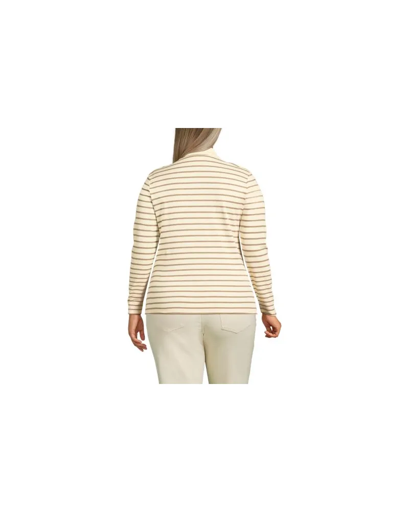 Lands' End Supima-Poloshirt mit langen Ärmeln, Damen, Größe plus, Braun, Baumwolle, by Braun
