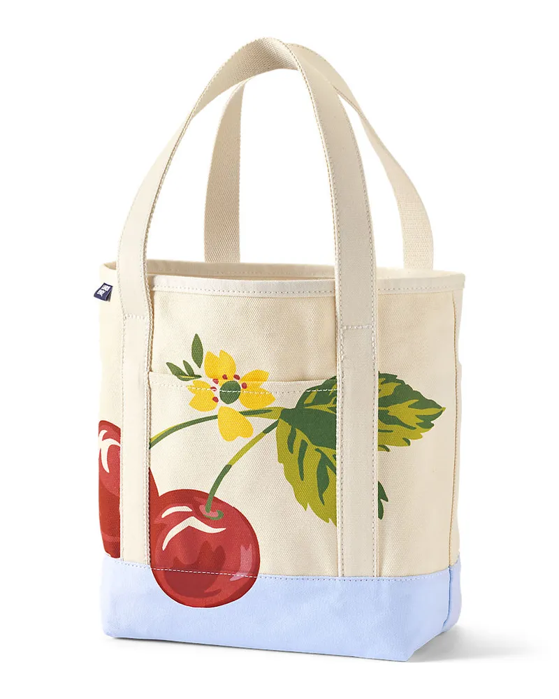 Lands' End MittelgroÃŸe offene Canvas-Tasche mit Printmuster, Damen, GrÃ¶ÃŸe:null regular, WeiÃŸ, Baumwolle, by Weiãÿ