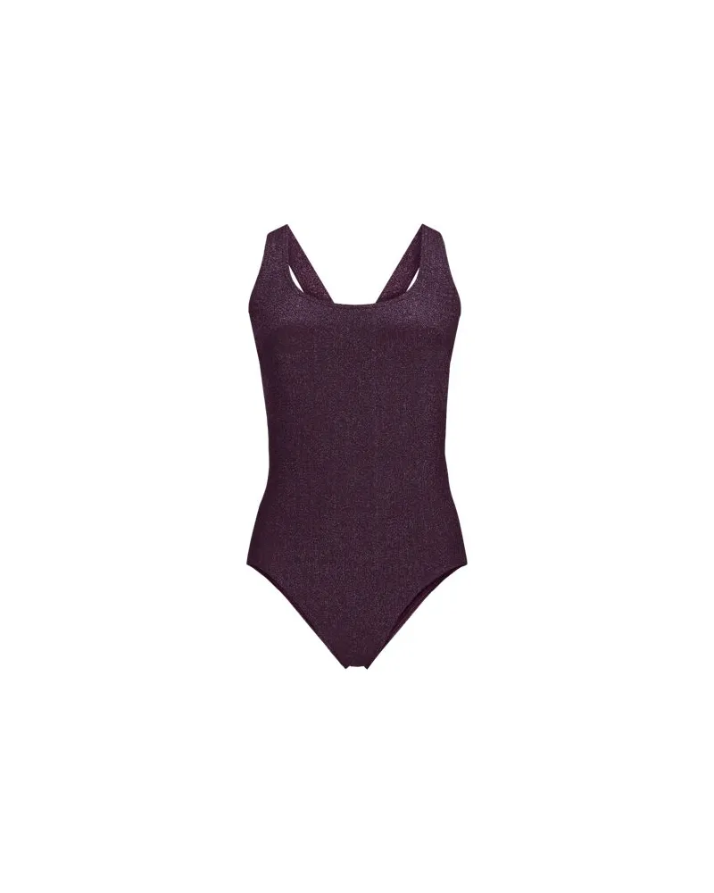 Lands' End Glitzer-Komfort-Badeanzug mit gekreuzten Trägern, hohes Bein, Damen, Größe plus, Rot, Elasthan/Nylon-Mischung, by Rot