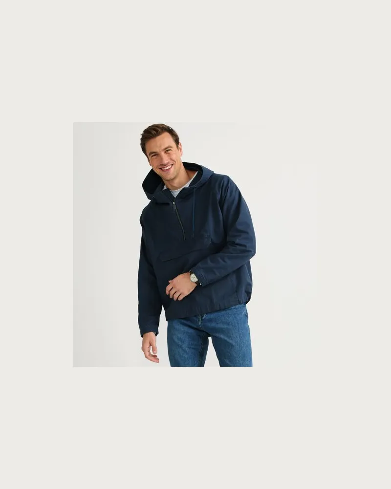 Lands' End Kapuzen-Anorak aus Baumwolle, Herren, Größe:44-46 regular, Blau, Elasthan/Baumwoll-Mischung, by Blau