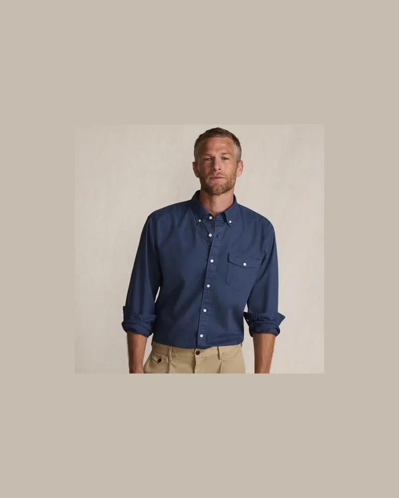 Lands' End Langarm-Hemd aus Popeline, Classic Fit, Herren, Größe:56-58 regular, Blau, Baumwolle, by Blau