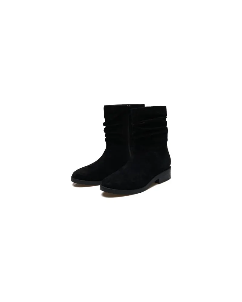 Lands' End Veloursleder-Boots mit locker sitzendem Schaft, Damen, Größe:41H regular, Schwarz, Rauleder, by Schwarz