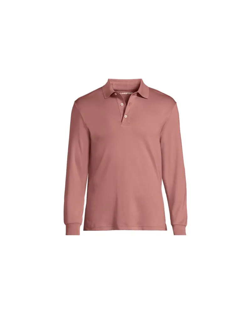 Lands' End Supima Langarm-Polo, Classic Fit, Herren, Größe regular, Pink, Baumwolle, by Pink