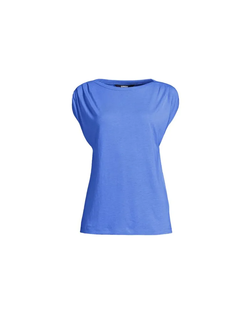 Lands' End Shirt aus Leinenmix mit U-Boot-Ausschnitt, Damen, Größe:44-46 regular, Blau, Leinen/Viskose, by Blau