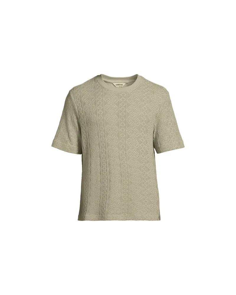 Lands' End T-Shirt aus Jersey mit Struktur, Herren, Größe:44-46 regular, Grau, Baumwolle/Polyester, by Grau