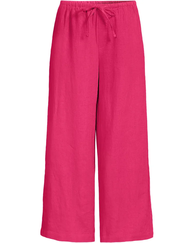 Lands' End Weite Premium Reinleinen-Schlupfhose in 7/8-Länge, Damen, Größe regular, Pink, Leinen, by Pink
