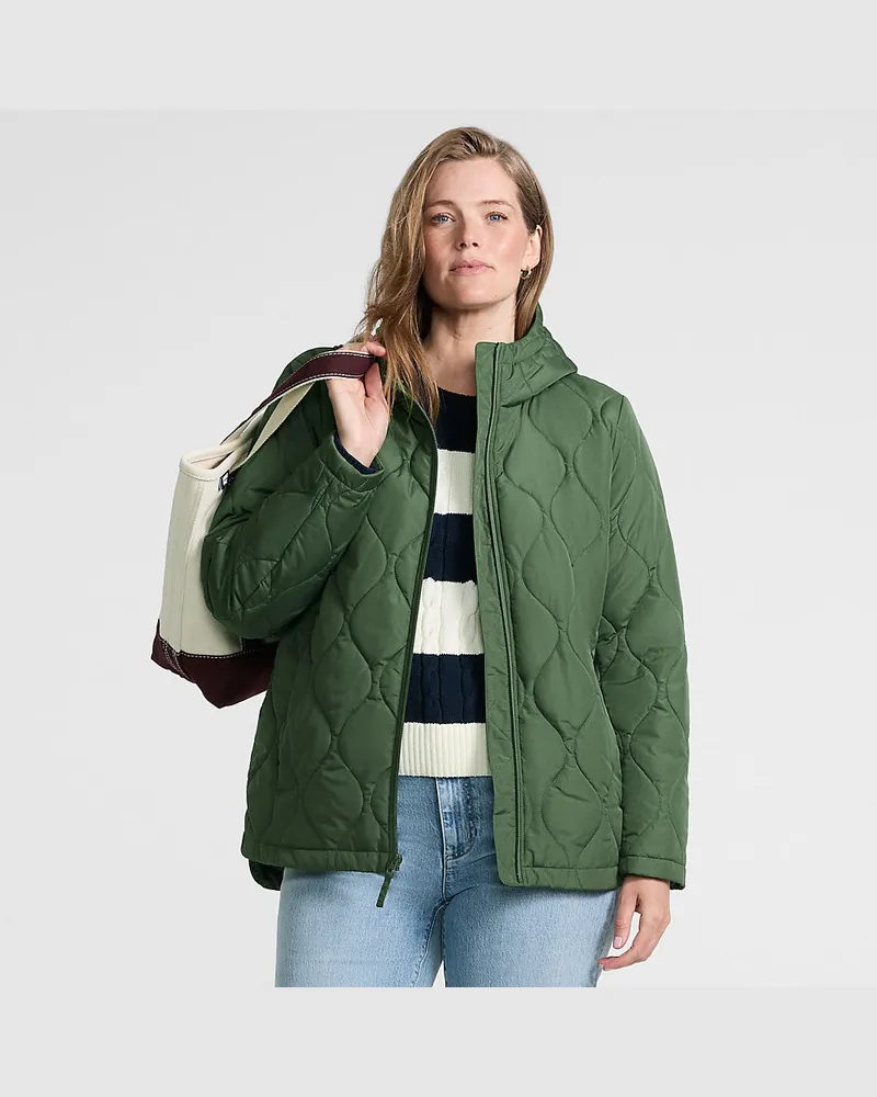 Lands' End Isolierte FeatherFree™ Steppjacke, Damen, Größe petite, Grün, Polyester, by Grün