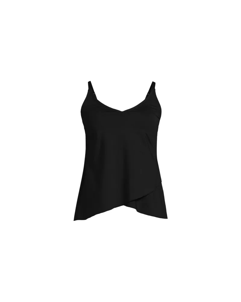 Lands' End Tankinitop mit Tulpensaum chlorresistent, Damen, Größe regular, Schwarz, Nylon-Mischung, by Schwarz