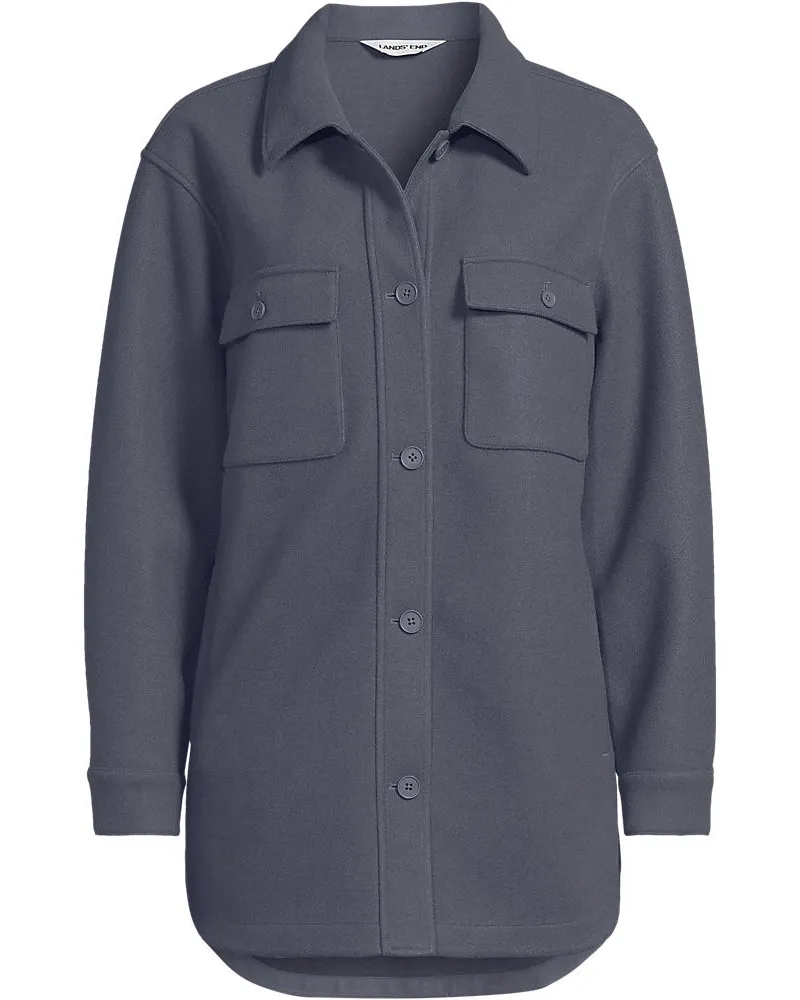 Lands' End Soft Fleece Hemdjacke, Damen, GrÃ¶ÃŸe petite, Grau, Polyester, by Grau