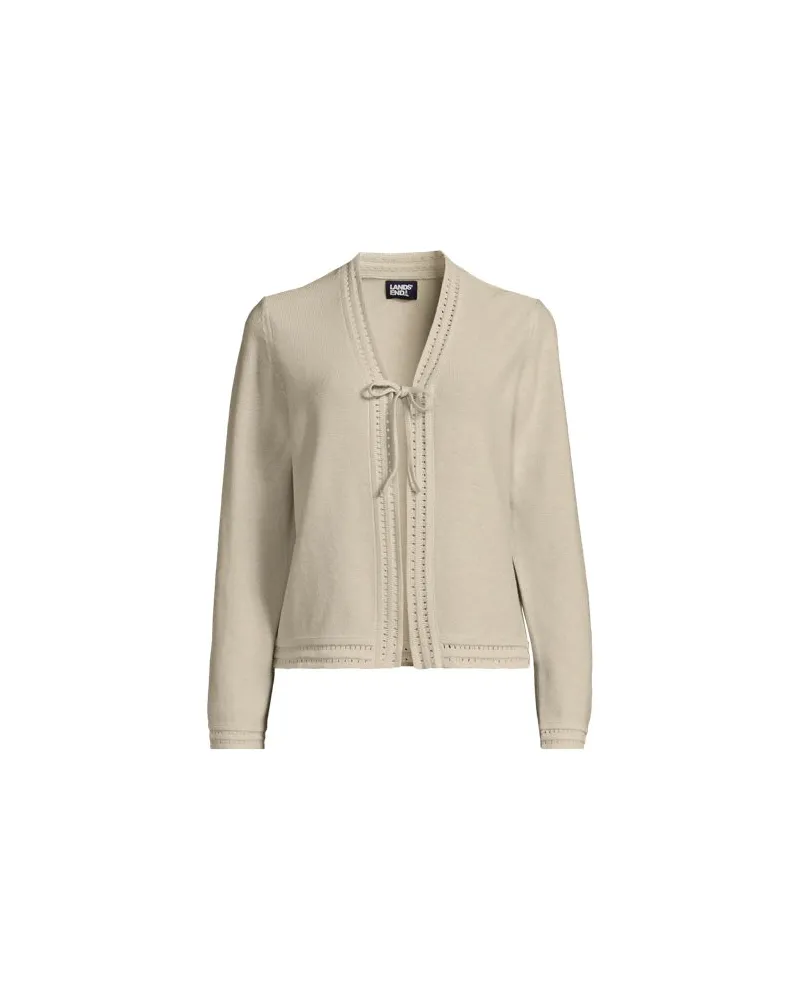 Lands' End Cardigan aus Leinenmix zum Binden, Damen, Größe regular, Weiß, Baumwolle/Leinen, by Weiß