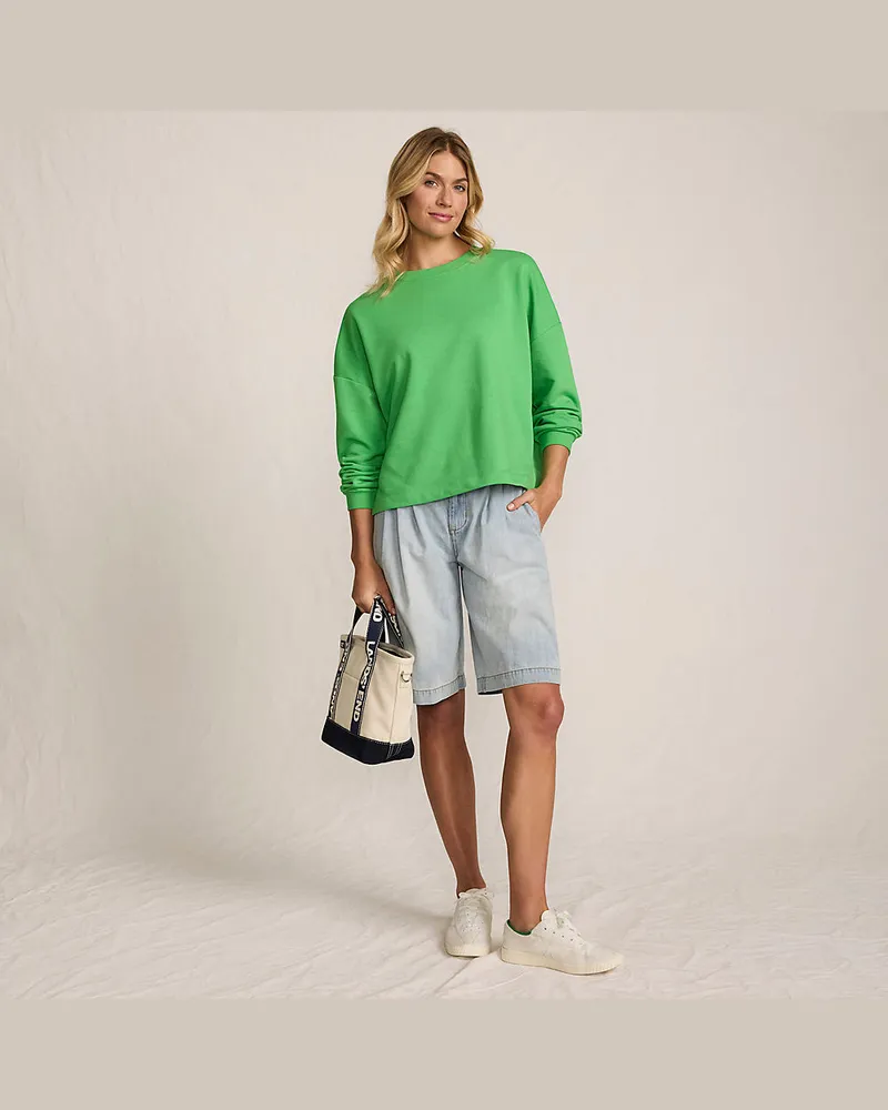 Lands' End Leichtes Sweatshirt, Damen, Größe petite, Grün, by Grün