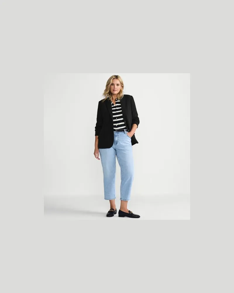 Lands' End Relaxte Soft Denim Straight Fit 7/8-Jeans, Damen, Größe plus, Blau, Elasthan/Baumwoll-Mischung, by Blau