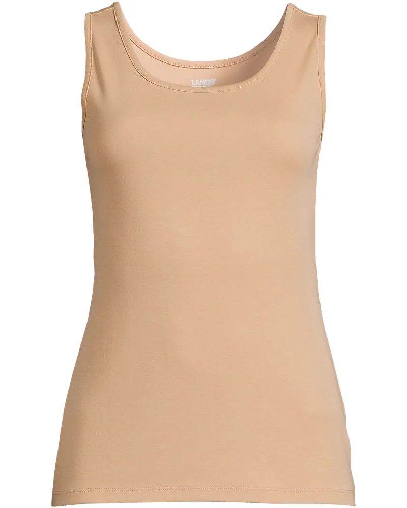 Lands' End Baumwoll-Top, Damen, Größe petite, Beige, Baumwolle, by Beige