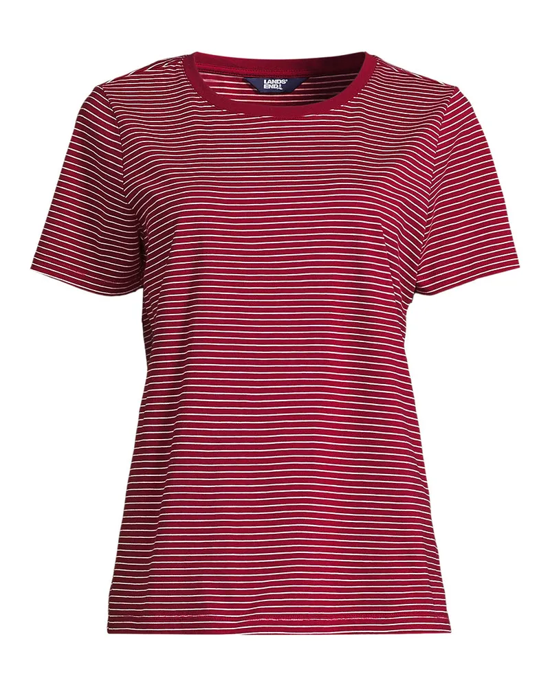 Lands' End Supima T-Shirt mit Rundhalsausschnitt, Damen, Größe regular, Rot, Baumwolle, by Rot