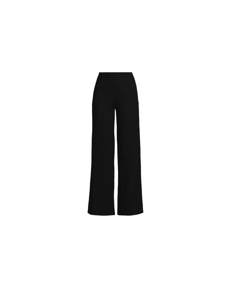Lands' End Crinkle-Jerseyhose mit weitem Bein, Damen, Größe petite, Schwarz, Polyester/Viskose/Polyester-Mischung, by Schwarz