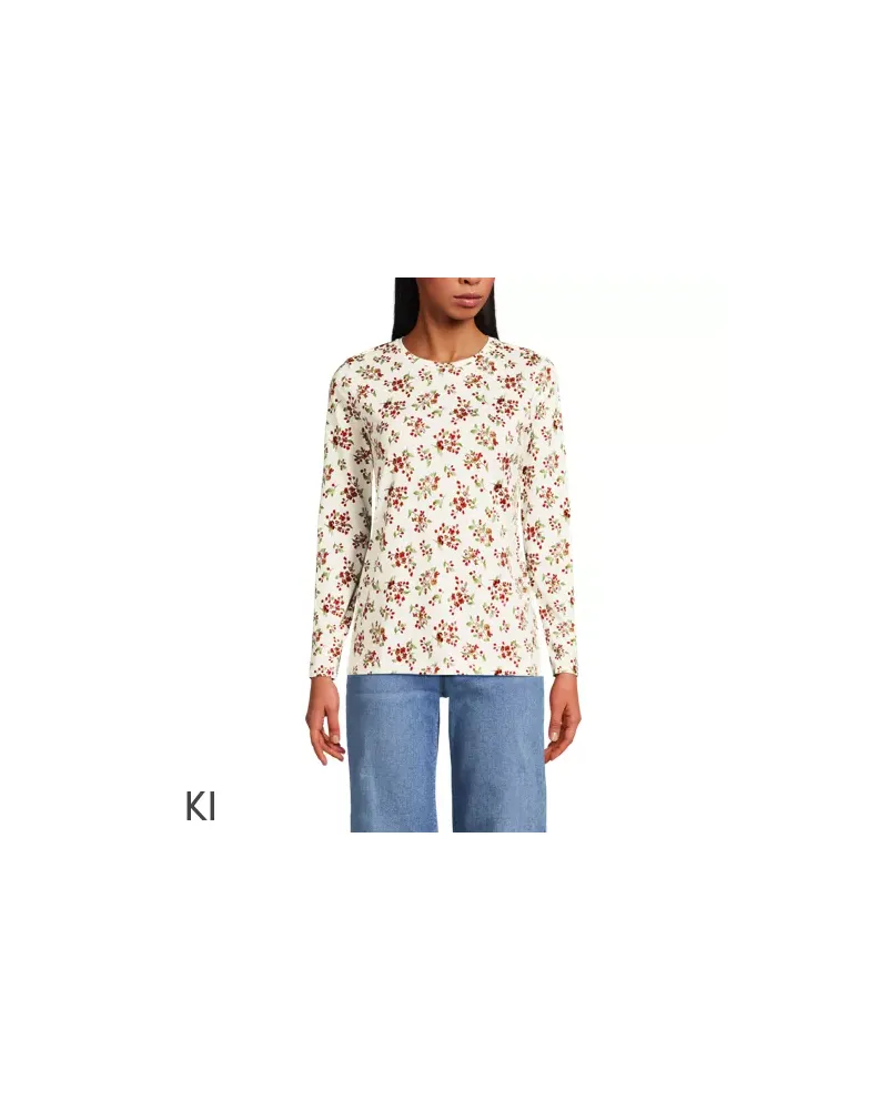 Lands' End Supima-Shirt, Langarm, Damen, Größe petite, Weiß, Baumwolle, by Weiß