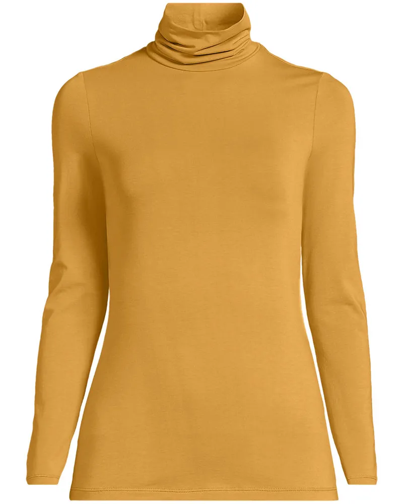 Lands' End Rollkragenshirt aus Baumwoll/Modalmix, Damen, Größe regular, Gelb, Baumwolle/Elasthan/Baumwolle Modal, by Gelb