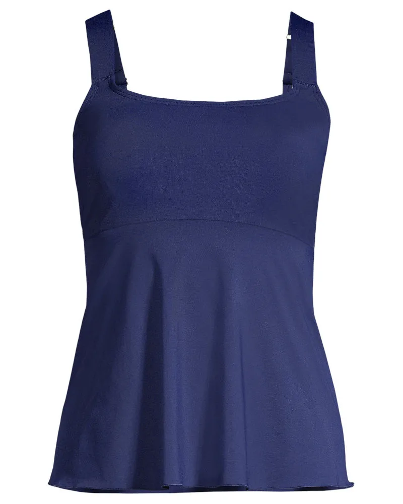 Lands' End Ausgestelltes Tankinitop mit U-Ausschnitt, Damen, Größe regular, Blau, Elasthan/Polyester-Mischung/Nylon-Mischung, by Blau