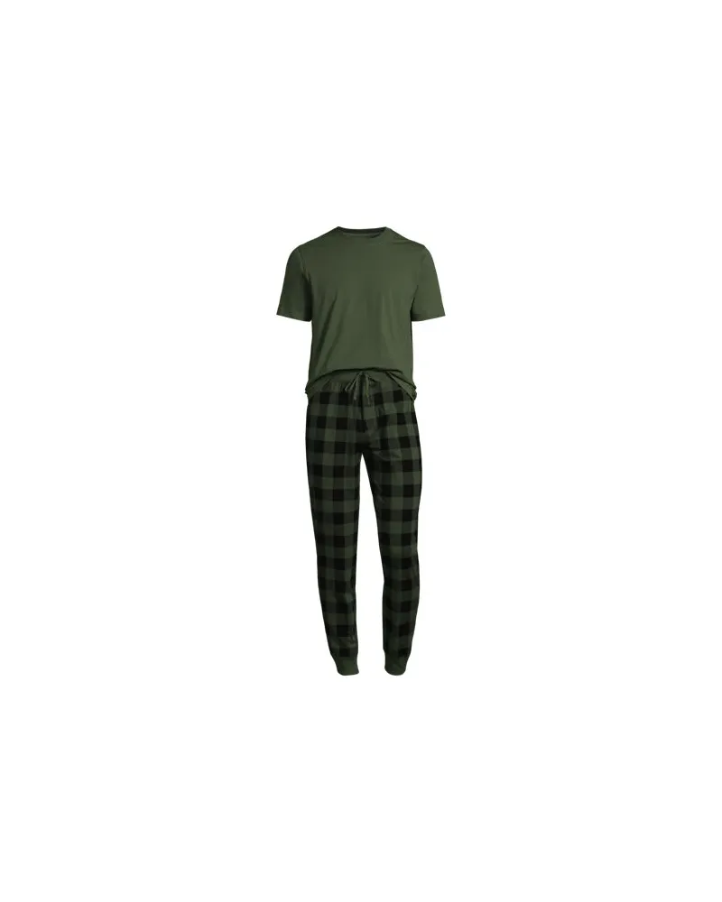 Lands' End Pyjama-Set aus Baumwoll-Jersey, Herren, Größe:44-46 regular, Grün, Baumwoll-Mischung, by Grün