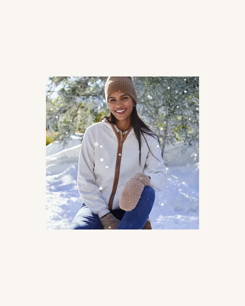 Lands' End Anyweather Fleece-Jacke mit Kapuze, Damen, Größe:32-34 petite, Weiß, Polyester, by Weiß
