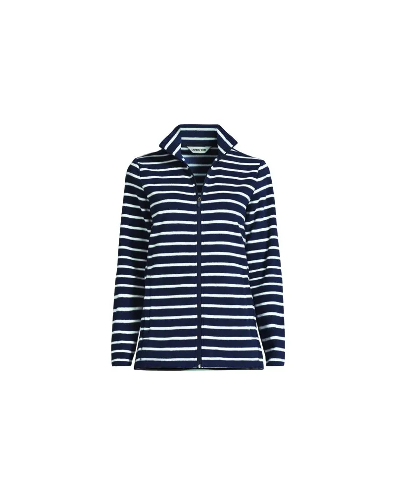 Lands' End Anyweather™ Fleece-Jacke Gemustert, Damen, Größe plus, Blau, Polyester, by Blau