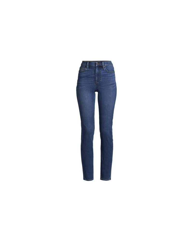 Lands' End Slim Fit Öko Jeans High Waist, Damen, Größe plus, Blau, Elasthan/Baumwoll-Mischung/Polyester-Mischung, by Blau