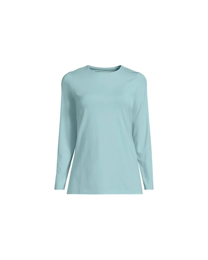 Lands' End Shirt aus Baumwolle/Modal-Mix mit Rundausschnitt, Damen, Größe petite, Grün, Baumwolle Modal, by Grün