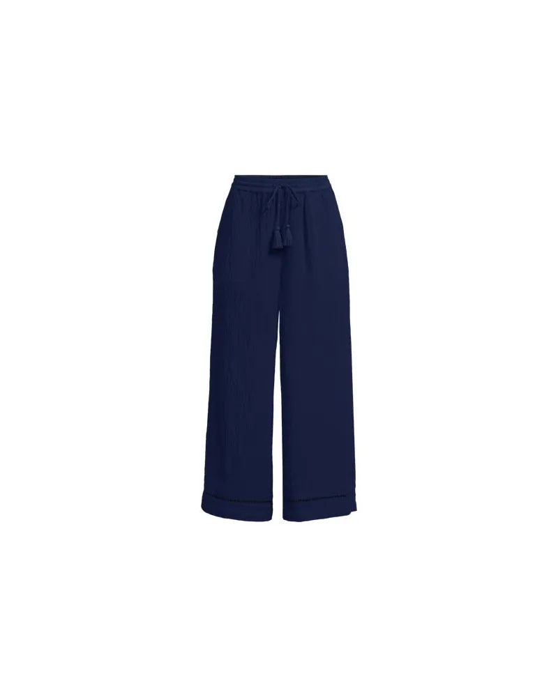 Lands' End 7/8-Schlupfhose aus Musselin, Damen, Größe plus, Blau, Baumwolle, by Blau