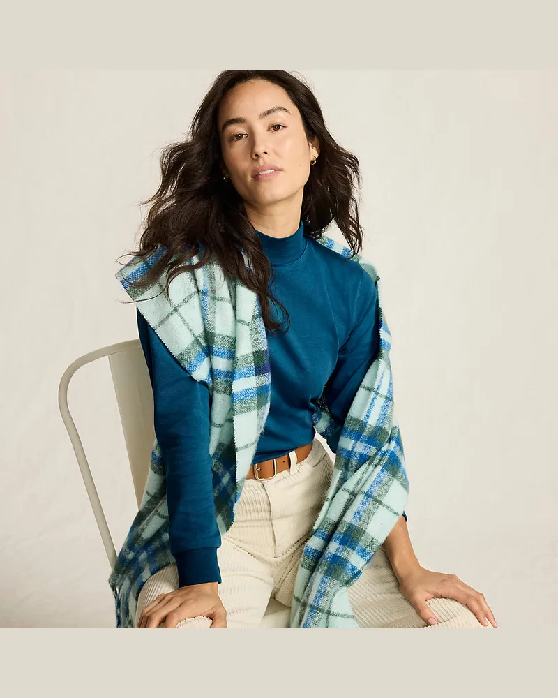 Lands' End Stehkragen-Shirt, Damen, Größe petite, Blau, Baumwolle, by Blau