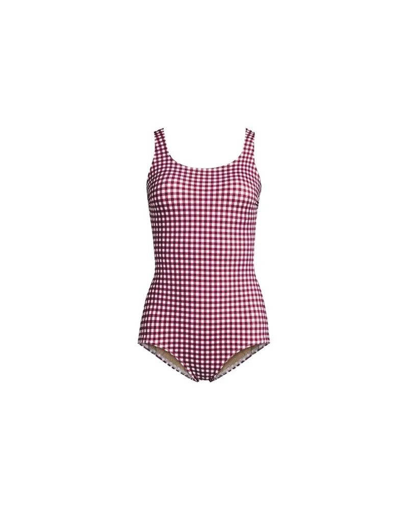 Lands' End Gemusterter Komfort-Badeanzug CHLORRESISTENT mit Soft Cups, Damen, Größe plus, Rot, Nylon-Mischung, by Rot