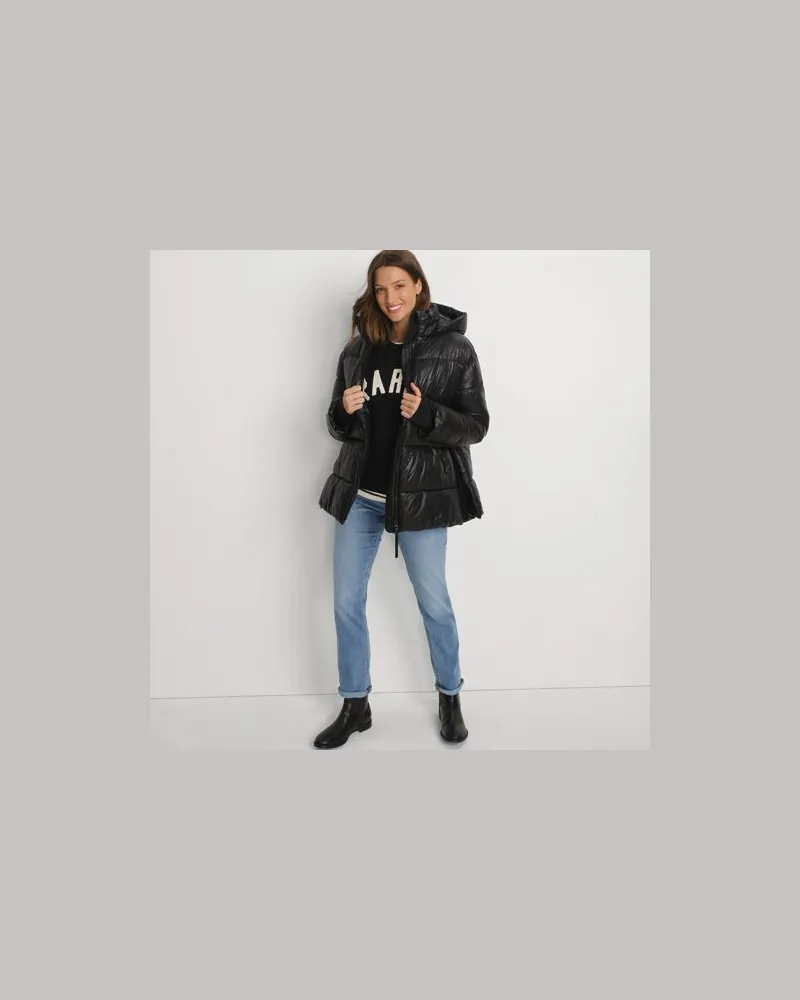 Lands' End Wasserabweisende glänzende Steppjacke, Damen, Größe regular, Schwarz, by Schwarz