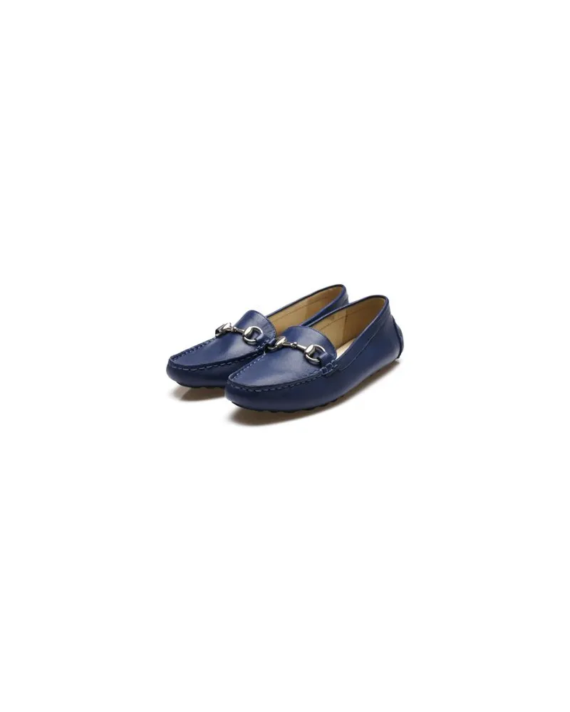 Lands' End Horsebit Mokassins aus Leder, Damen, Größe:41H regular, Blau, Leder, by Blau