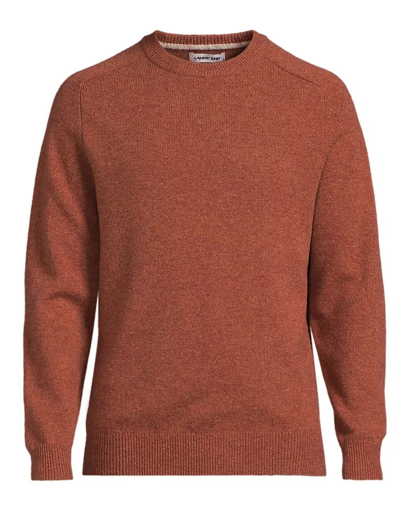 Lands' End Rundhalspullover aus Lambswool, Herren, Größe regular, Orange, Wolle, by Orange