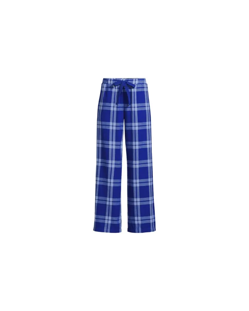 Lands' End Weiche Flanell-Pyjamahose, Damen, Größe:32-34 petite, Blau, Baumwolle, by Blau