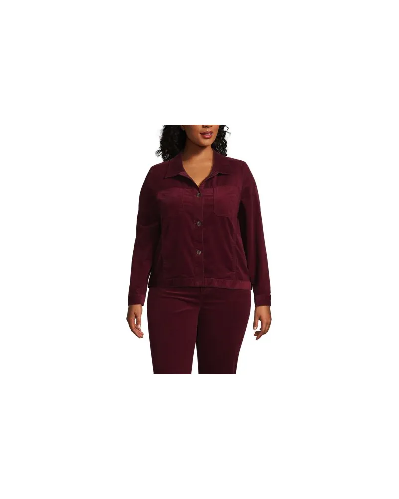 Lands' End Leicht verkürzte Cordjacke, Damen, Größe plus, Rot, Baumwoll-Mischung, by Rot