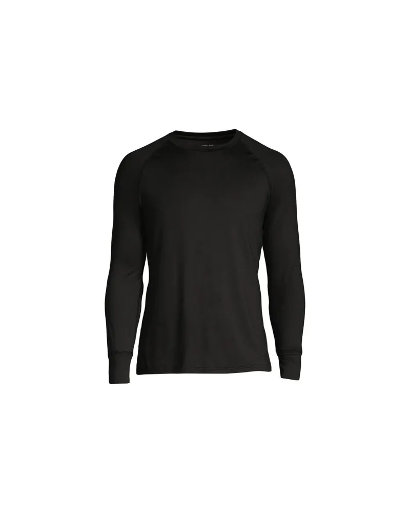 Lands' End Thermaskin Rundhals-Shirt mit Stretch, Herren, Größe:48-50 regular, Schwarz, Elasthan/Polyester-Mischung, by Schwarz