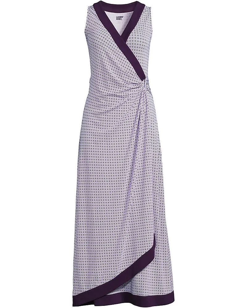 Lands' End Ärmelloses Maxi-Wickelkleid aus Baumwolle/Modal-Mix, Damen, Größe plus, Lila, Baumwolle Modal, by Lila