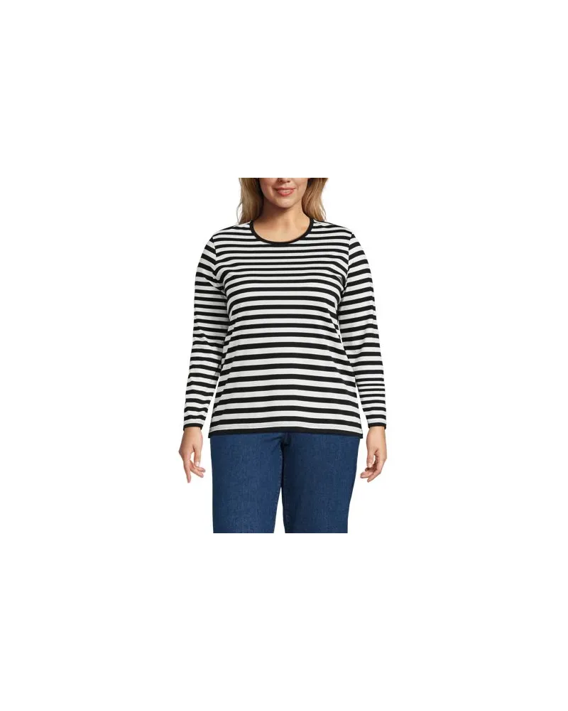 Lands' End Supima-Shirt, Langarm, Damen, Größe plus, Schwarz, Baumwolle, by Schwarz